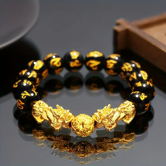 Pulsera de obsidiana negra Feng Shui