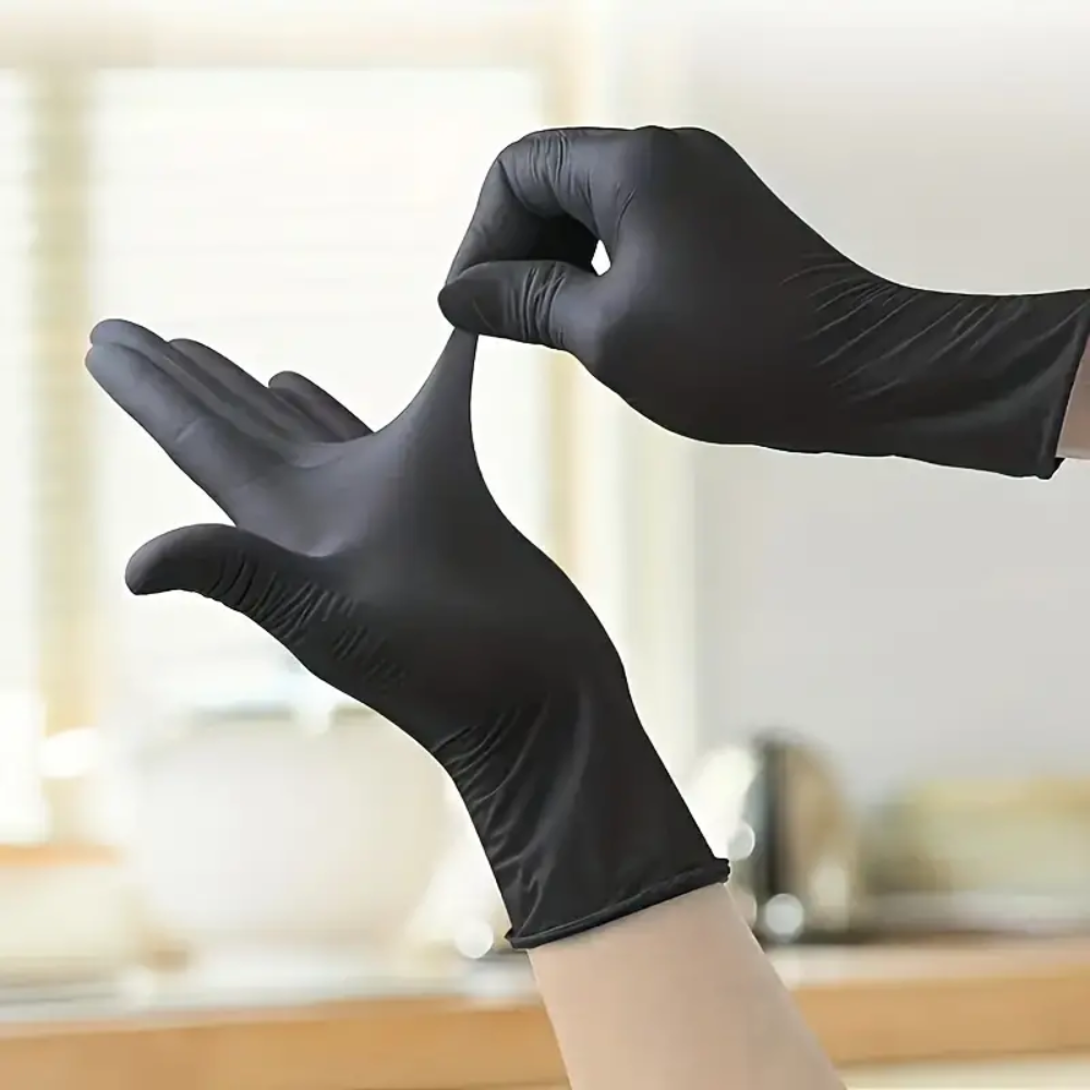 Guantes de nitrilo negro desechables sin latex 100 unidades